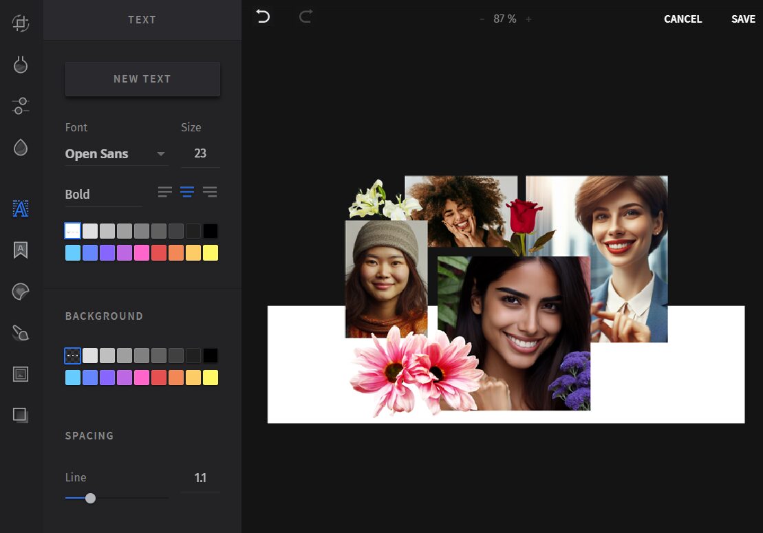 Benchmark’s built-in image editor has a toolbar with all the necessary image editing tools on the left and a preview of your edited image on the right.