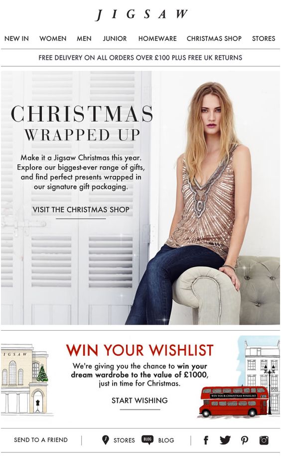 Jigsaw holiday email marketing