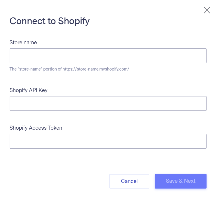 Benchmark enables you to connect to Shopify, which requires only your Store name, Shopify API Key, and Shopify Access Token.