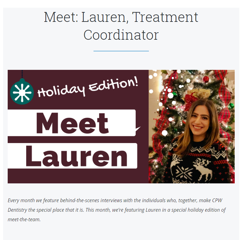 CPW Dentistry holiday email marketing