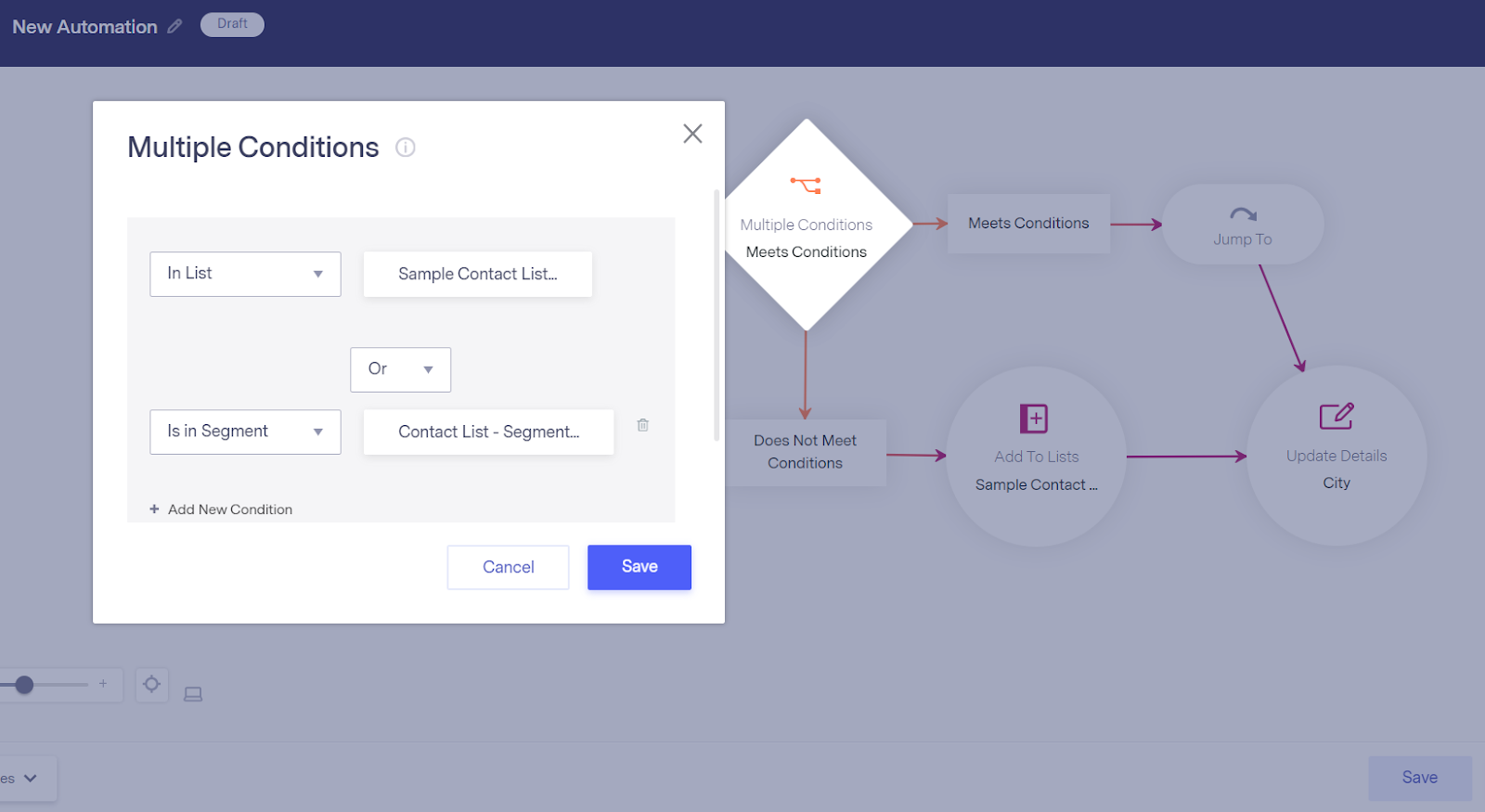 Benchmark’s Automation Pro feature lets you build a complete diagram with actions and conditions for each action.
